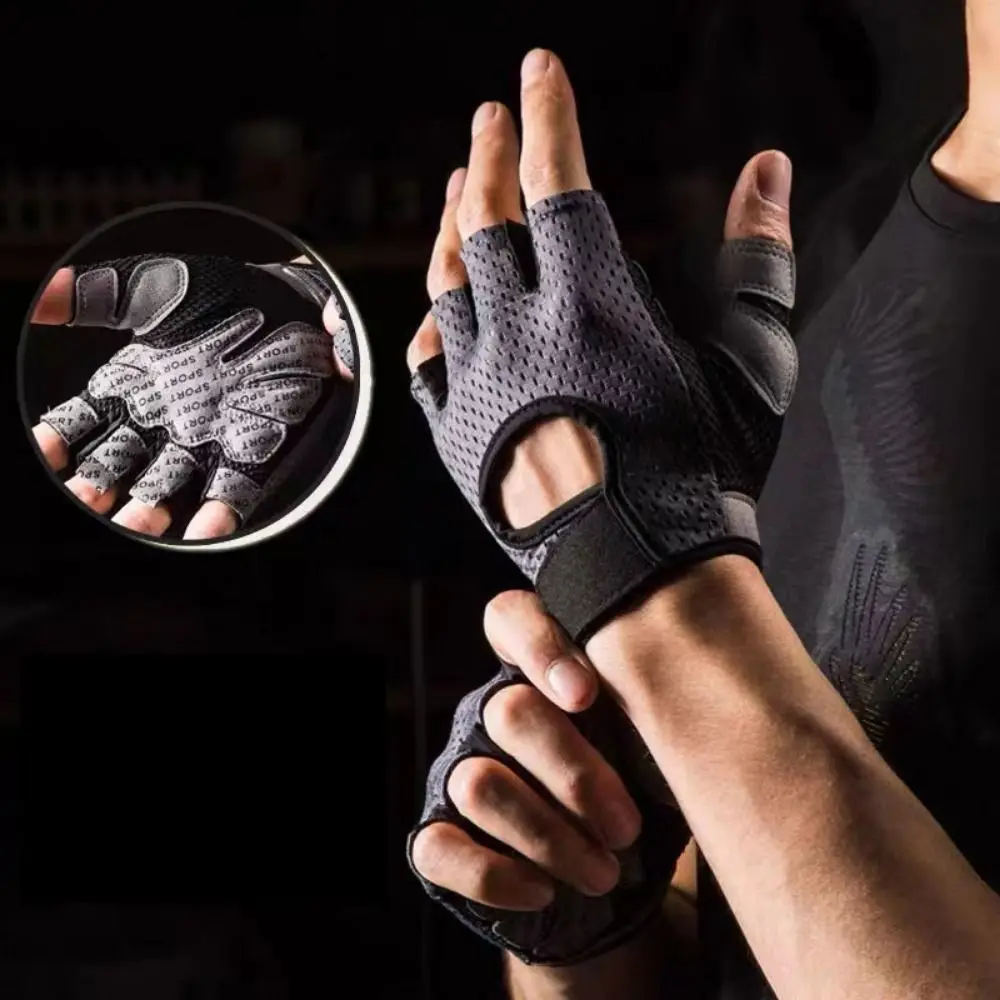 Breathable Weight Lifting Gloves Curved Open Back Shockproof Half Finger Workout Gloves Non-Slip Wearproof