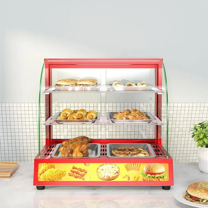 Countertop Hot Food Holding Cabinet—Ideal for Restaurant Buffets—3-Sided Transparent—Electric Hot Food Holding Cabinet