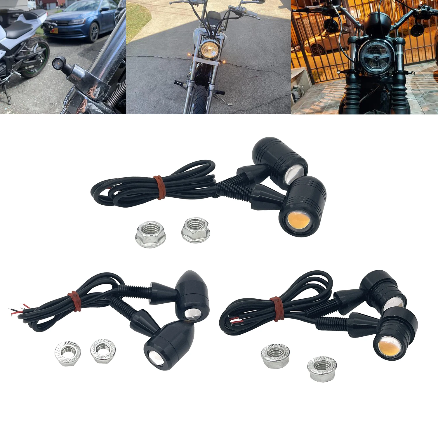Motorcycle Mini Size Rear Front Turn Signals Flashing Lights Universal For Harley Yamaha BMW Honda Suzuki