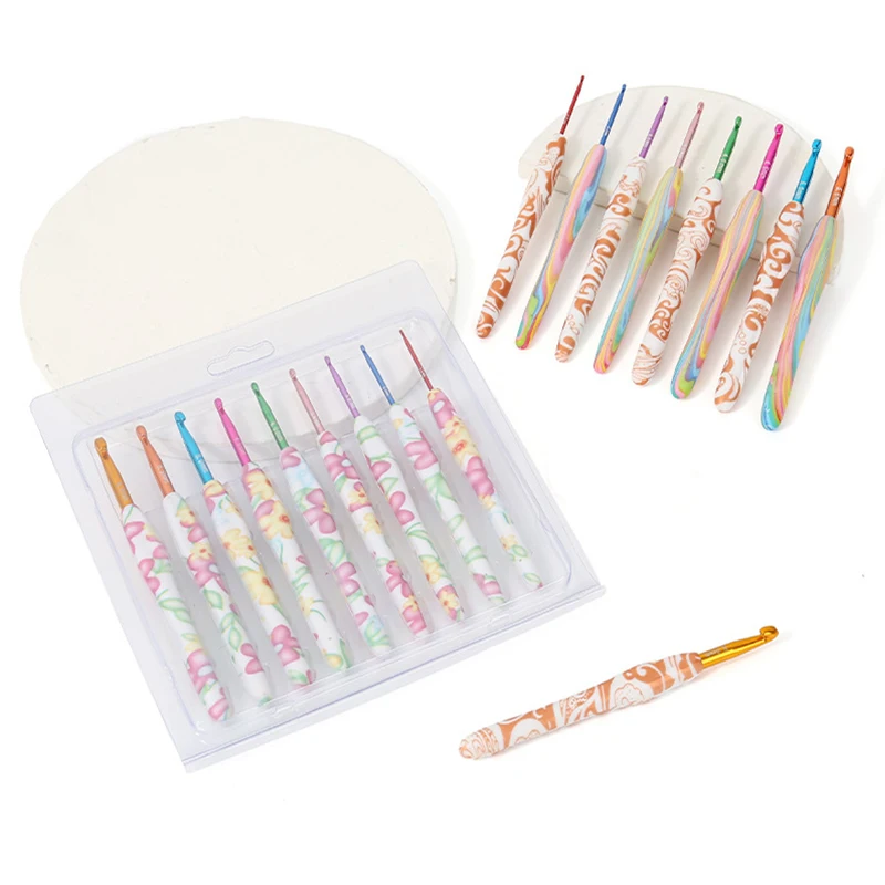 

Новый набор крючков с принтом, инструмент для вязания пряжи, TPR, мягкая ручка, крючок для вязания крючком, металлическая головка, алюминиевый крючок для вязания крючком