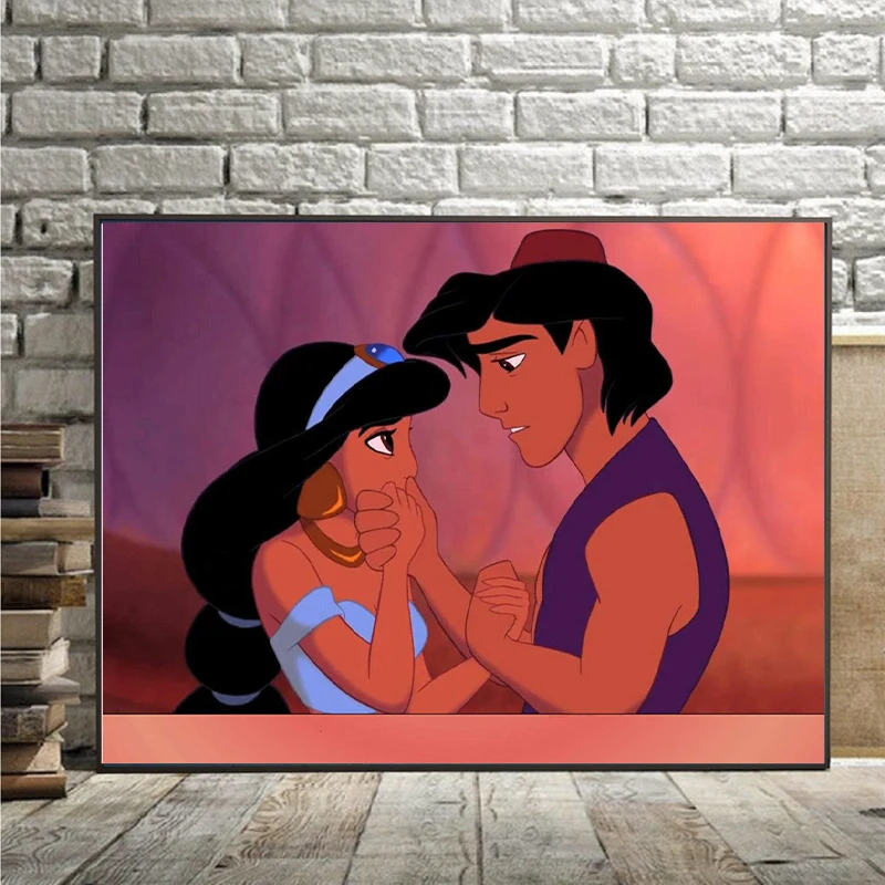 Aladdin Mosaic Diamond Painting Beautiful Jasmine And Handsome Aladdin Diamond Mosaic DIY Cross Stitch Home Decoration