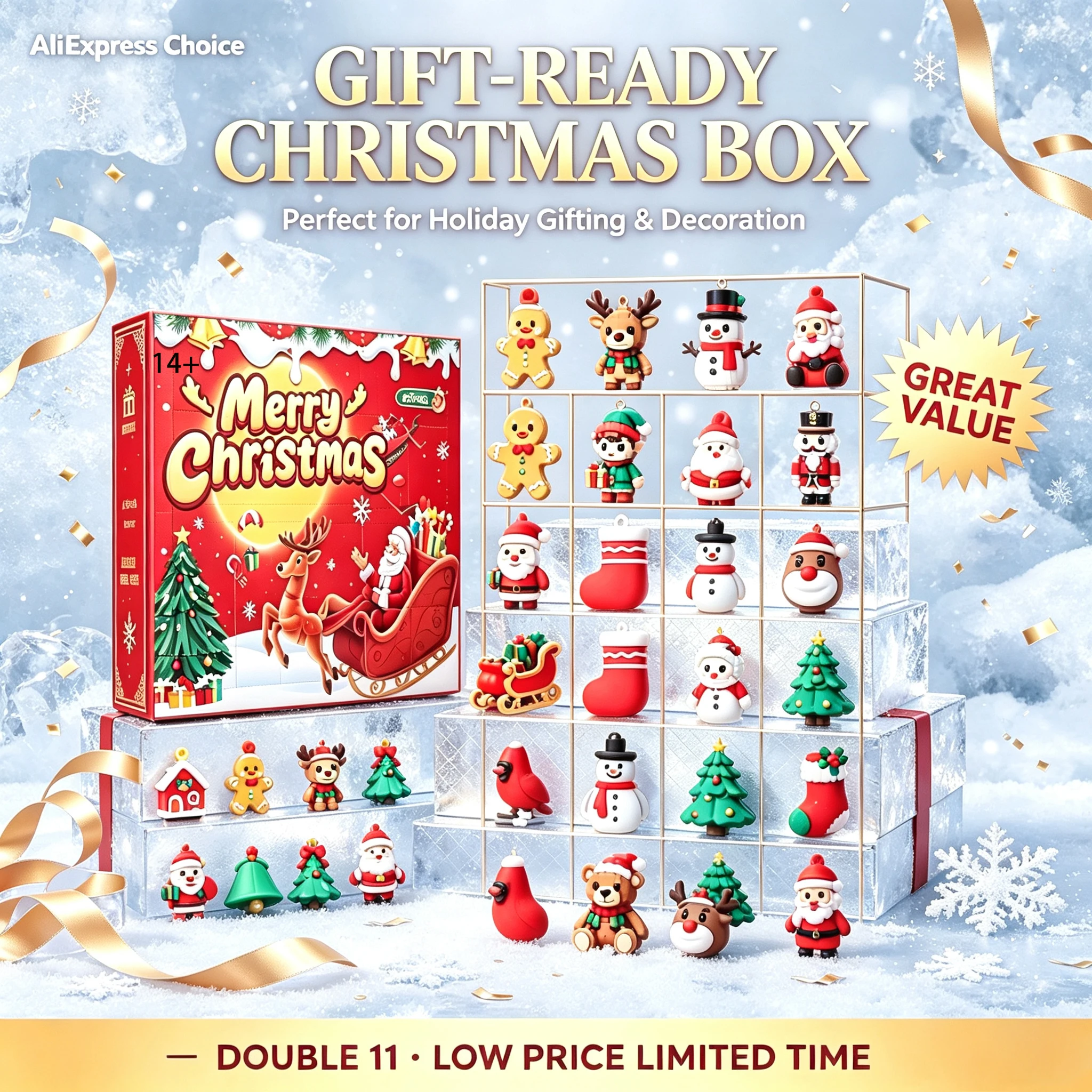 2026 Christmas Advent Calendar Presents Gift Treasure Hunt Box Decorations Gifts Figurine Things for Diy Christmas CalendarGift