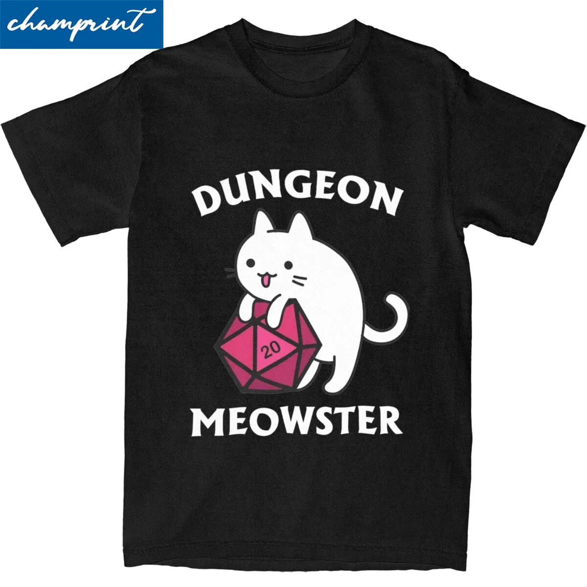 Dungeon Master Cat Tshirts Men Cotton Tops Hip Hop Dungeon Dragon Crewneck Short Sleeve