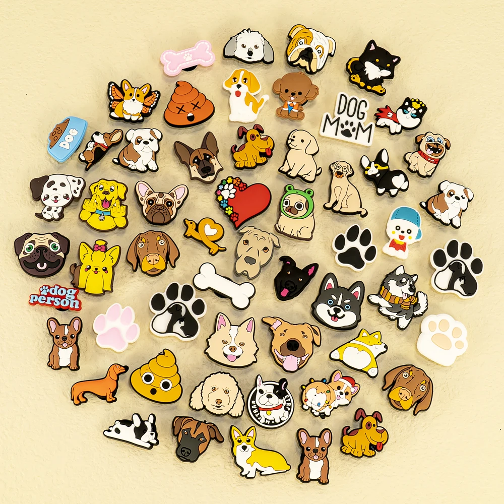 1pcs PVC Dog Shoe Charms Corgi Bulldog Puppy Husky Shoe Decoration Pins for Women Men Kids Sandal Accessories Buckle Ornament