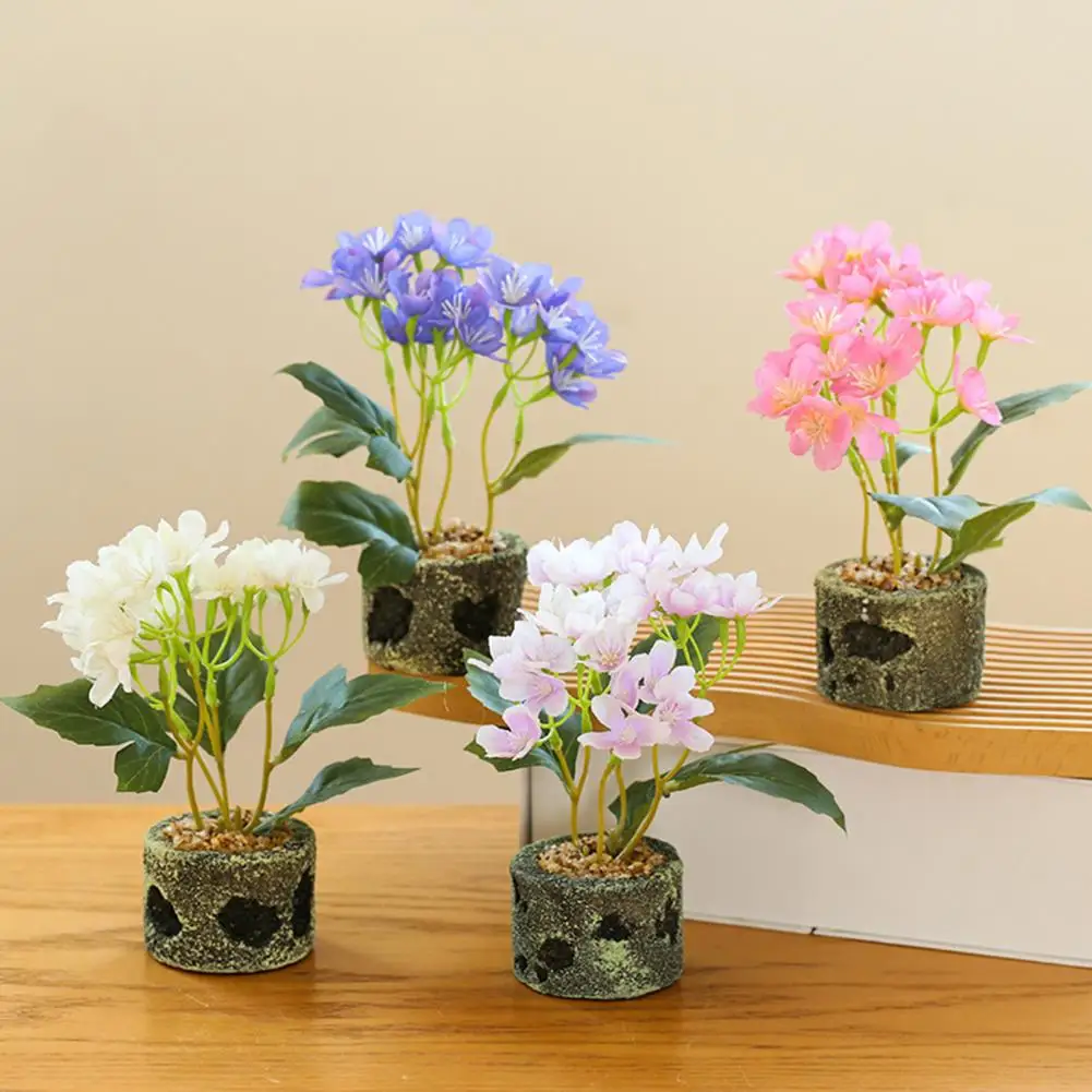 Practical Fake Potted Plant  No Watering Photo Props Artificial Flower  Simulation Pot Hydrangea Table Top Decor