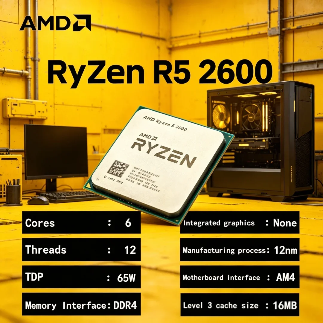 

Solid Performer Ryzen 5 R5 2600 3.4GHz 6-Core 12-Thread CPU Processor AM4 Socket