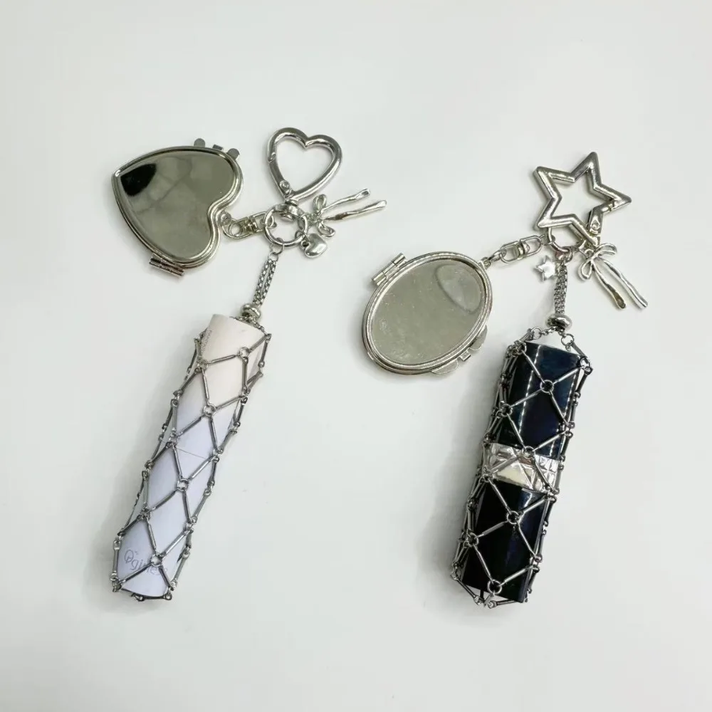

Popular Stainless Steel Lipstick Hand Cream Keychain Metal Bag Pendant Key Ring Chain Rope Accessories Pouch Charm Keyring Gift