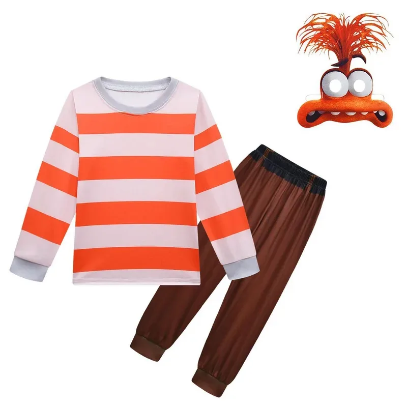 أطفال هالوين زي I-Inside O-Out 2 القلق تأثيري حللا الأولاد البلوز قميص رياضي السراويل قناع مجموعة ملابس الأطفال