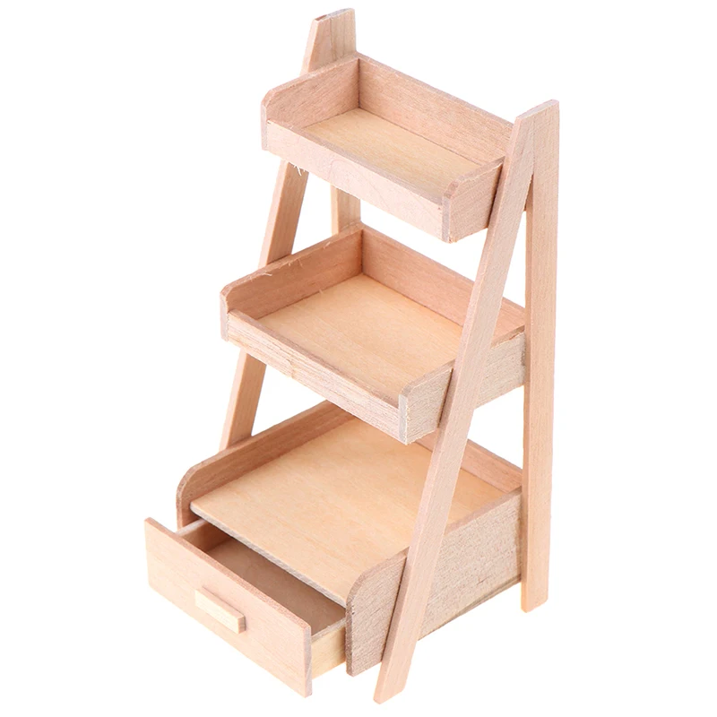 1:12 New Dollhouse Wood Shelf Flower Stand Mini Furniture Model Toys