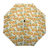 Plant Fruit Orange Automatic Umbrella Men Women Rain Windproof Outdoor Travel Sun Three Folding Umbrellas 8 Ribs Gift Parasol