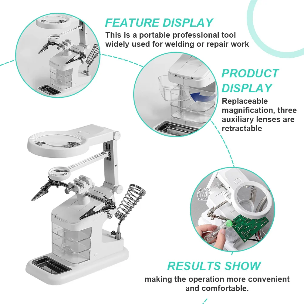 

Led Magnifying Glass Welding Station Adjustable Helping Hand Soldering Stand For Repair Work Magnifier Stand Station