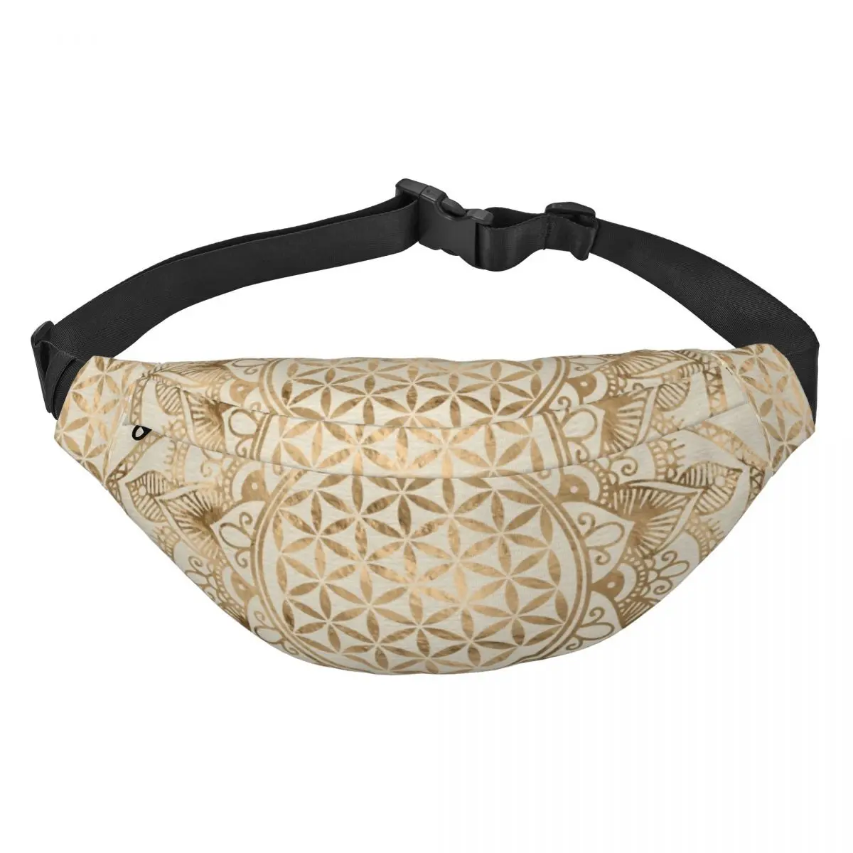 

Mandala Flower Of Life In Lotus Fanny Pack Men Women Sacred Geometry Sling Crossbody Waist Bag for Traveling Phone Money Pouch