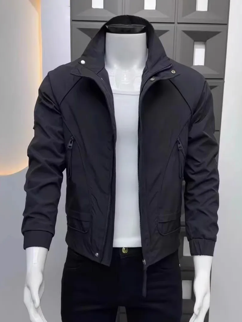 

Faionable Pure Color Stand Collar Jaet Men's Trendy Haome Versatile Warm Autumn Winter New Arrival Polyester Fabric