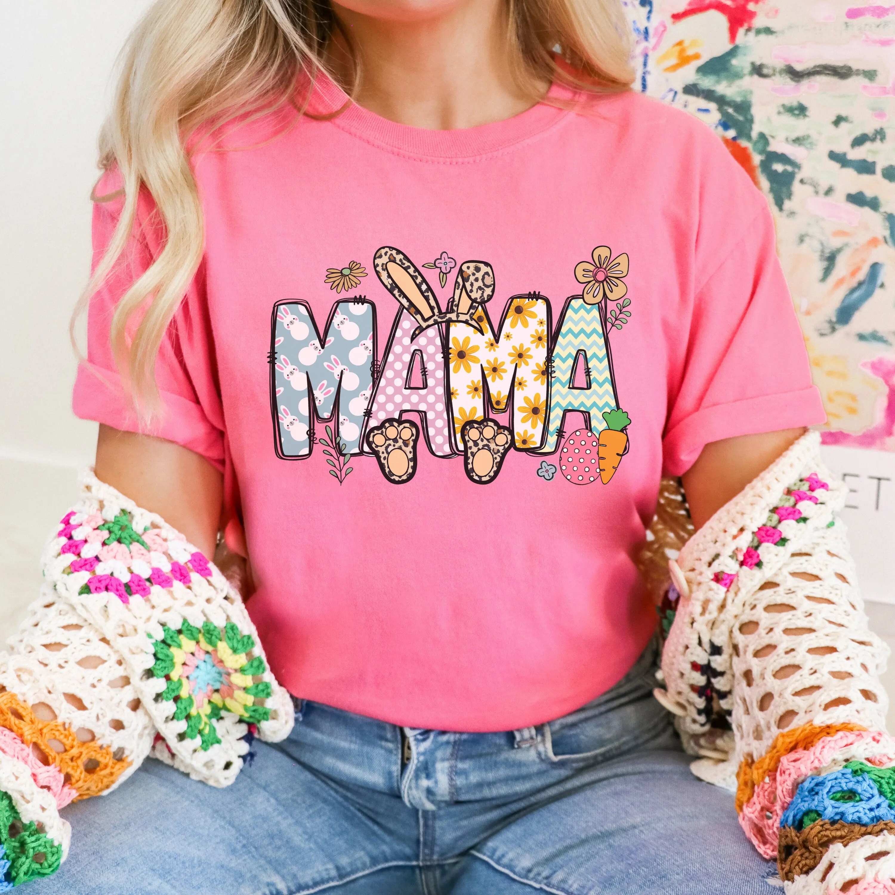 Mama Bunny shirt Baby Pregnancy T Easter Mom Top