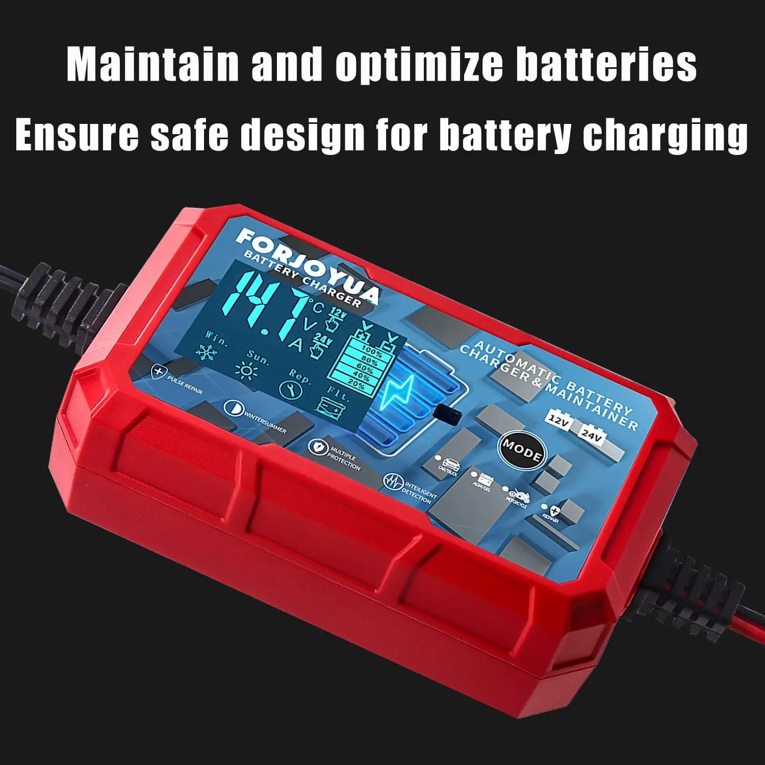 3A Car Battery Charger 12V 24V Smart Battery Charger for Car and Motorcycle Lead-Acid Battery Charger Environmental Protection