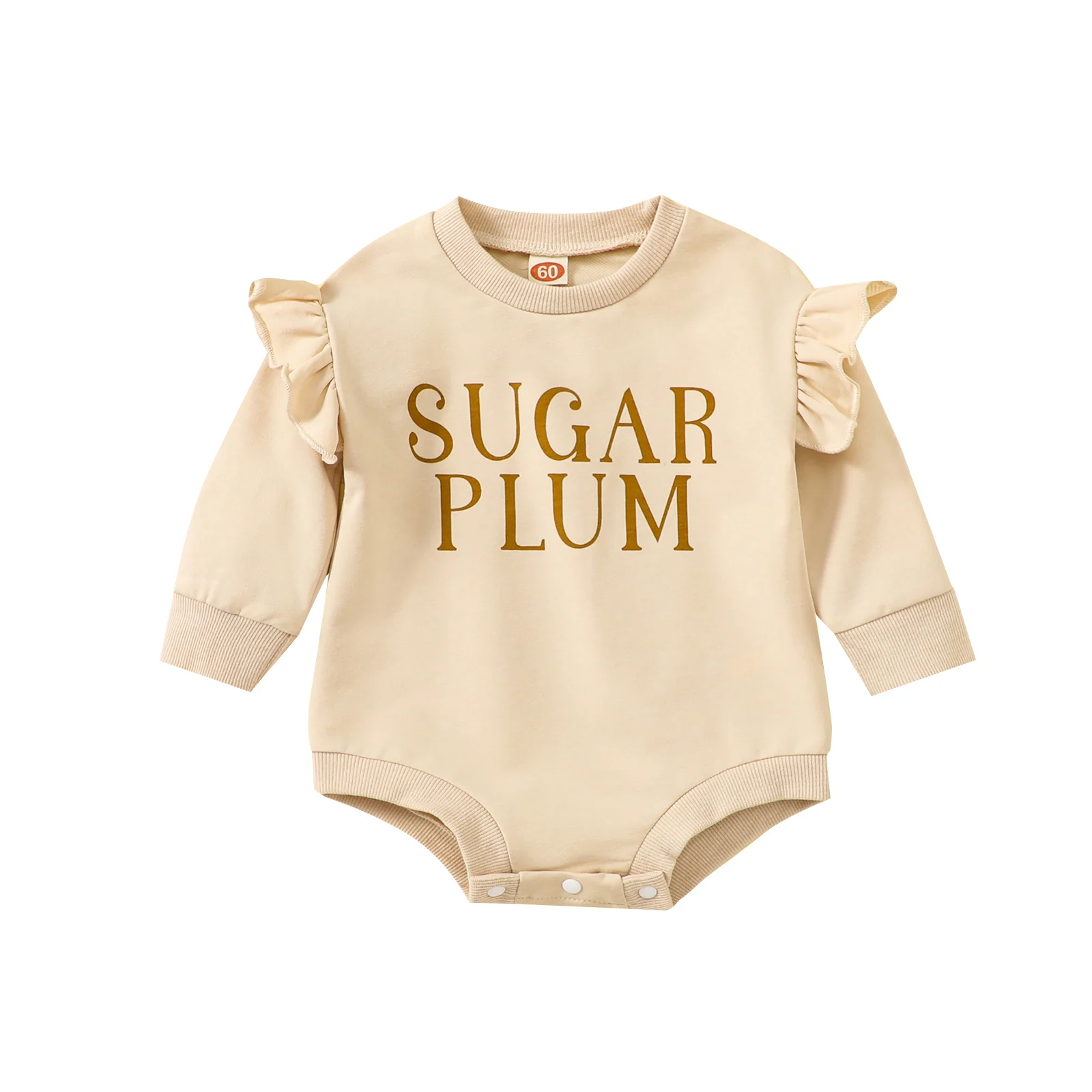 

Детский комбинезон с длинным рукавом, круглым вырезом и оборками