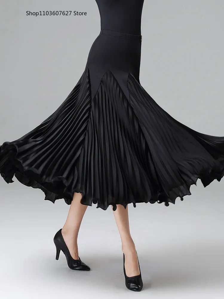 New ballroom dance full skirt, ballroom dance skirt, waltz dance skirt, female elegant pleated modern skirt