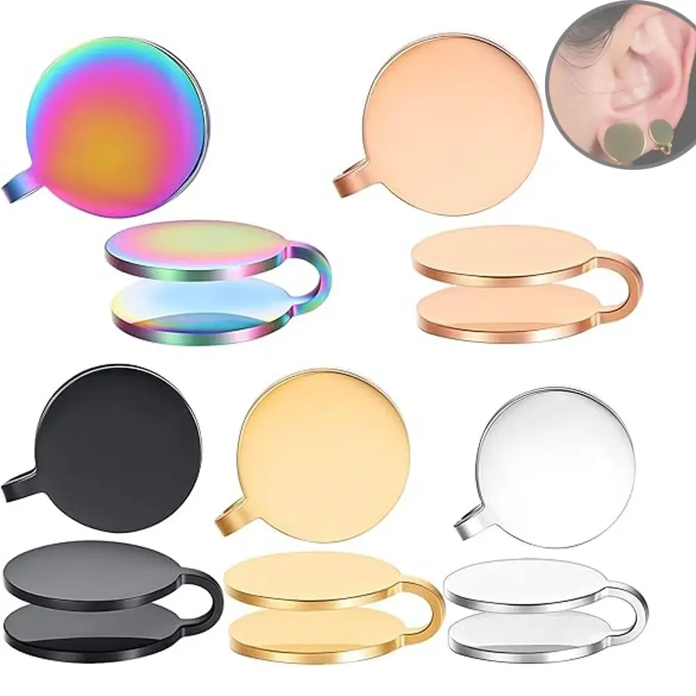 Stainless Steel Pressure Earrings Non-pierced Black Color Keloid Pressure Earrings Gold Color Creative