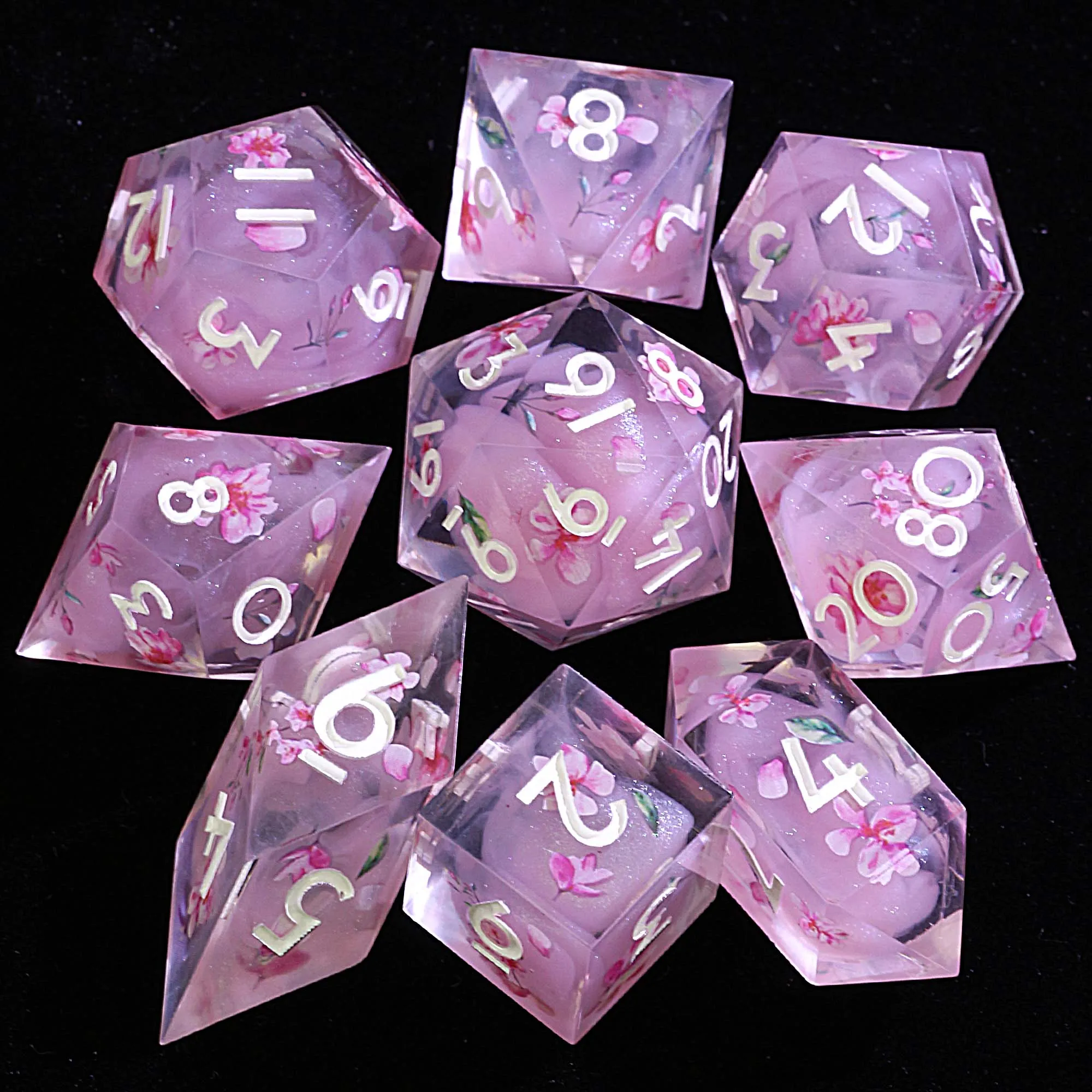 

Набор из многогранной смолы 9, вуаль с цветами персика D и D D Dice