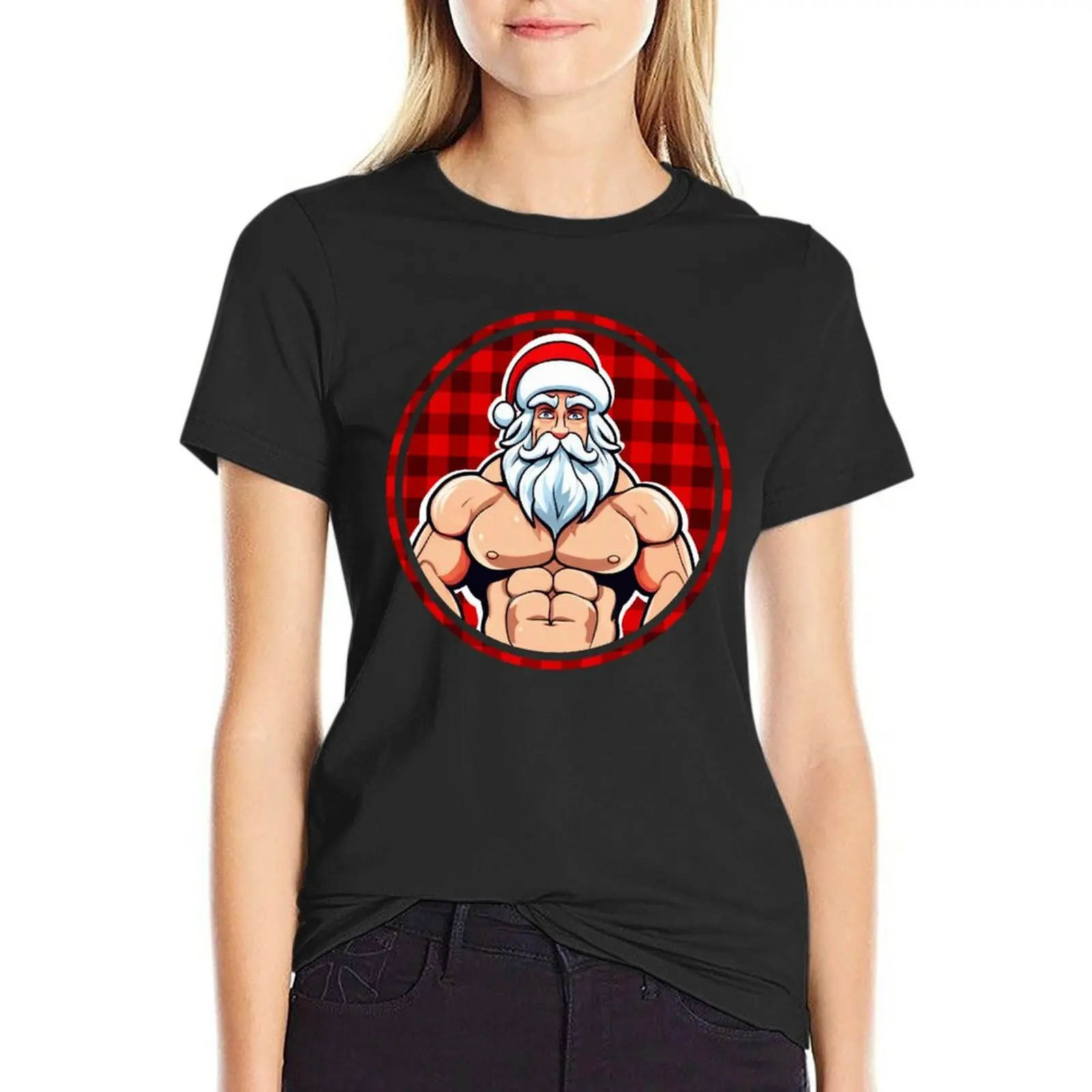 

Muscular Santa Claus T-Shirt hippie clothes blanks Women t-shirts