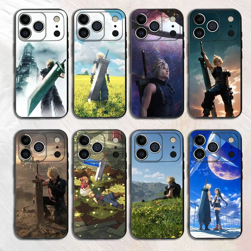 

Game Figure C-Cloud Black Matte Phone Case For iPhone 17,16,15,14,13,12,13,11 Pro Max Plus mini XS XR Silicone Soft Back Cover