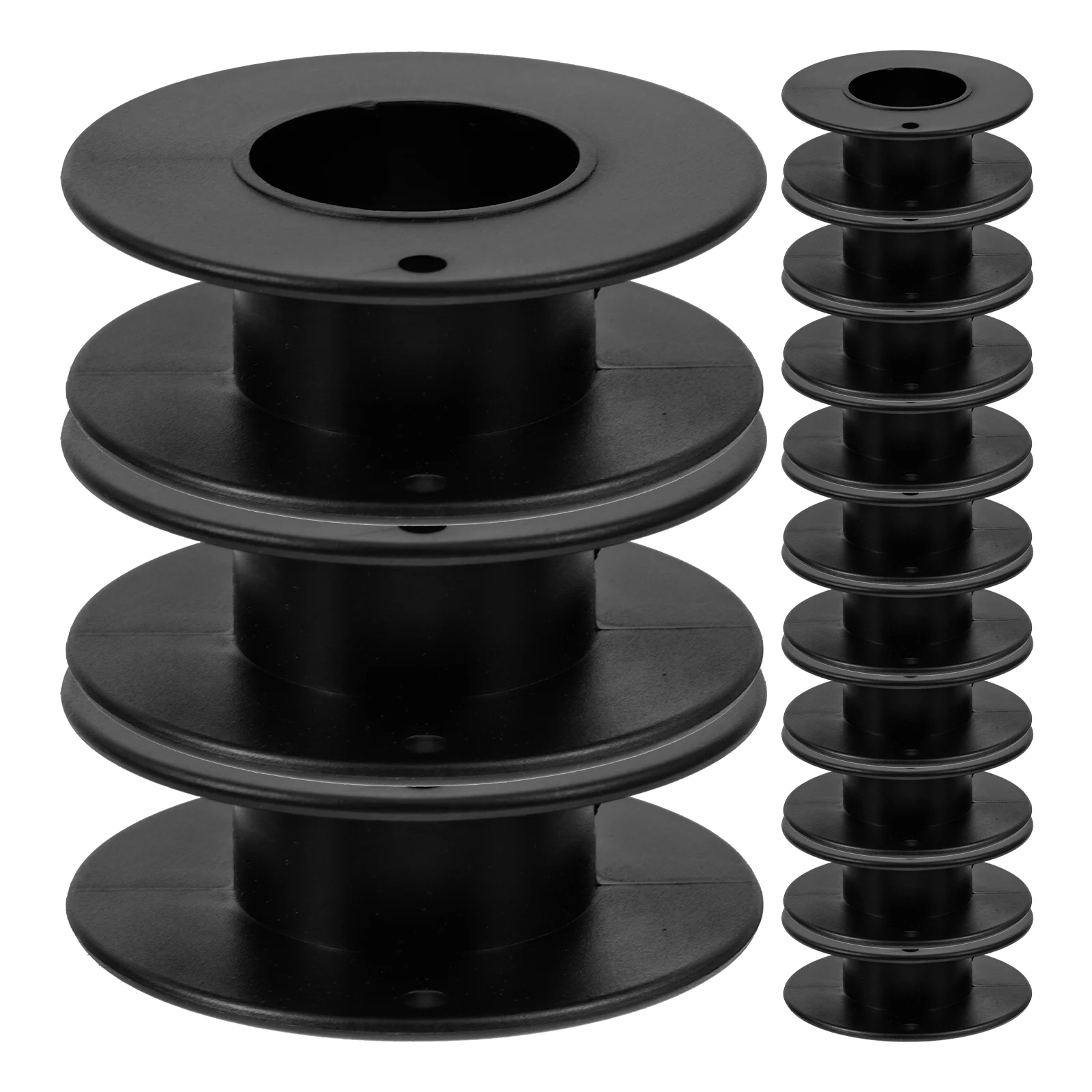 

12pcs Black Plastic Thread Bobbins Empty Spools for Sewing Machine Portable Wear Resistant Clear Mini Reel Spool