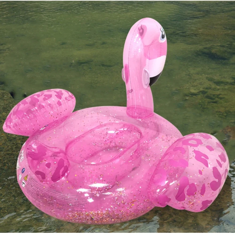 PVC Aufblasbarer Flamingo Schwimmring Strand-Schwimmhilfe Spaßige Schwimmparty-Dekoration Glänzender Pailletten-Rosa Flamingo Pool-Schwimmring