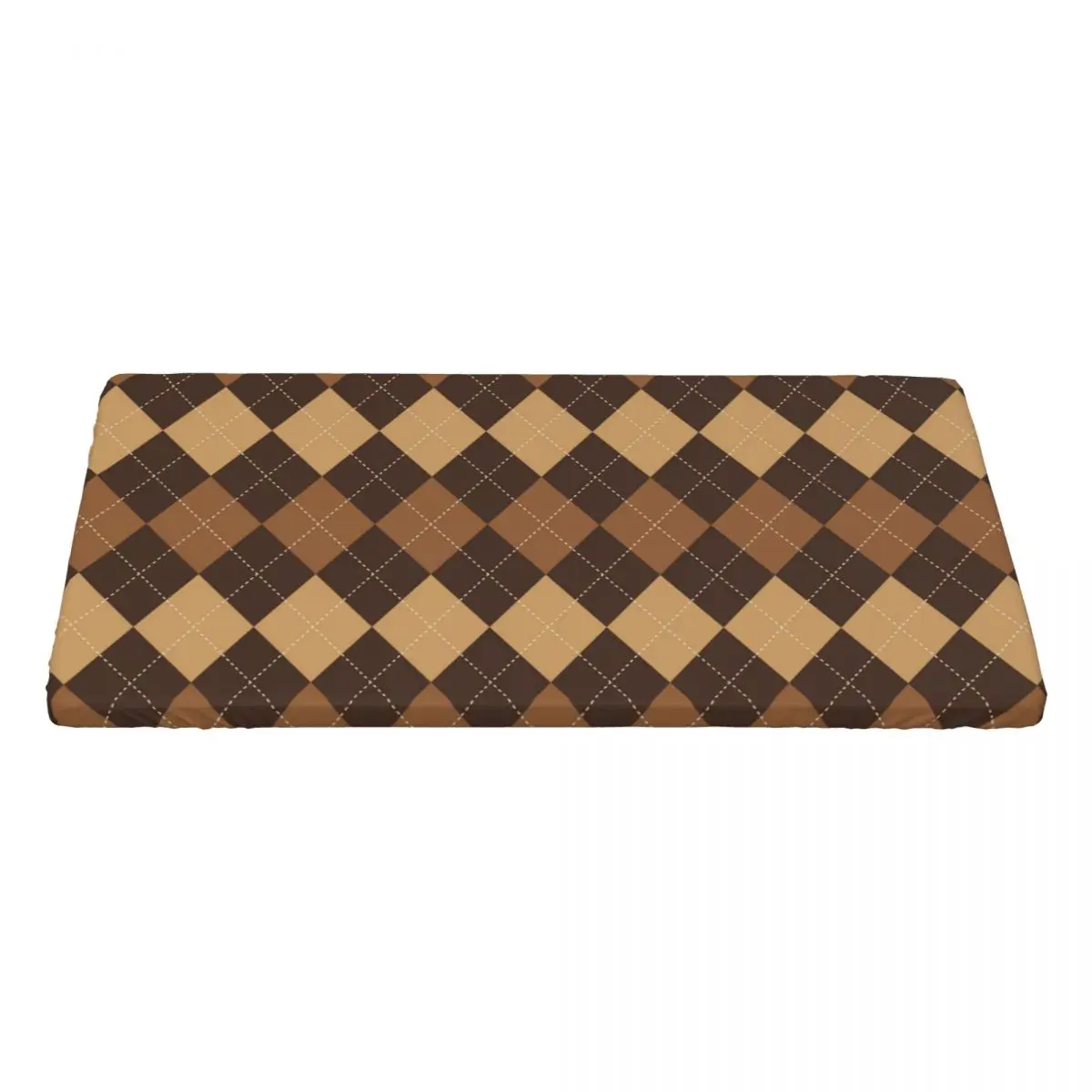 Custom Brown Rhombus Argyle Pattern Rectangular Tablecloth Waterproof 4FT Table Cloth Table Covers