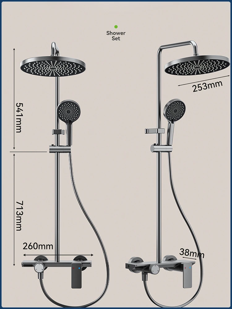 Knob Type Three Ways Water Outlet Sunflower Shower System Wall Mounted Bathroom Shower Faucet Set Rainlfall Bathroom Shower Set
