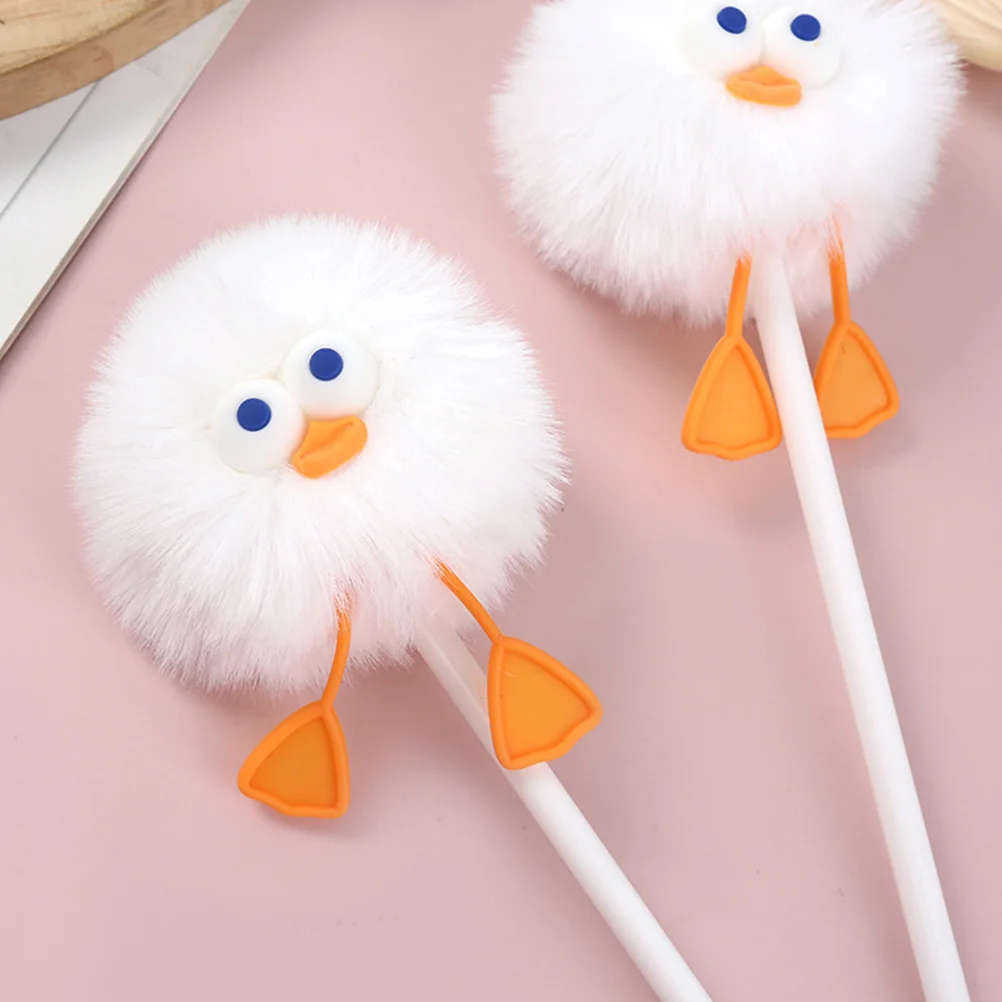 

3Pcs Duck Shape Ballpoint Pens Soft Pom Pom Top Creative Journaling Pens Office Writing Tools Pompom Ballpoint Pen