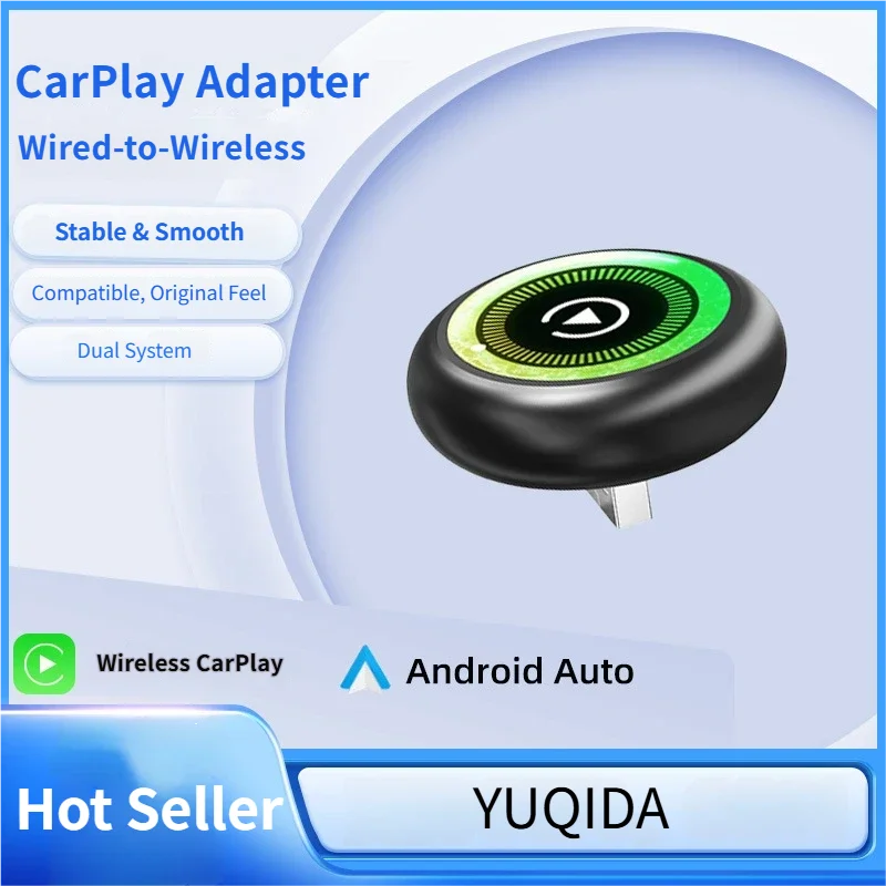 Wireless Carplay Adapter 2-in-1 Carplay Box-Zinc Alloy AI Box Carplay Convert Wired to Wireless for Car
