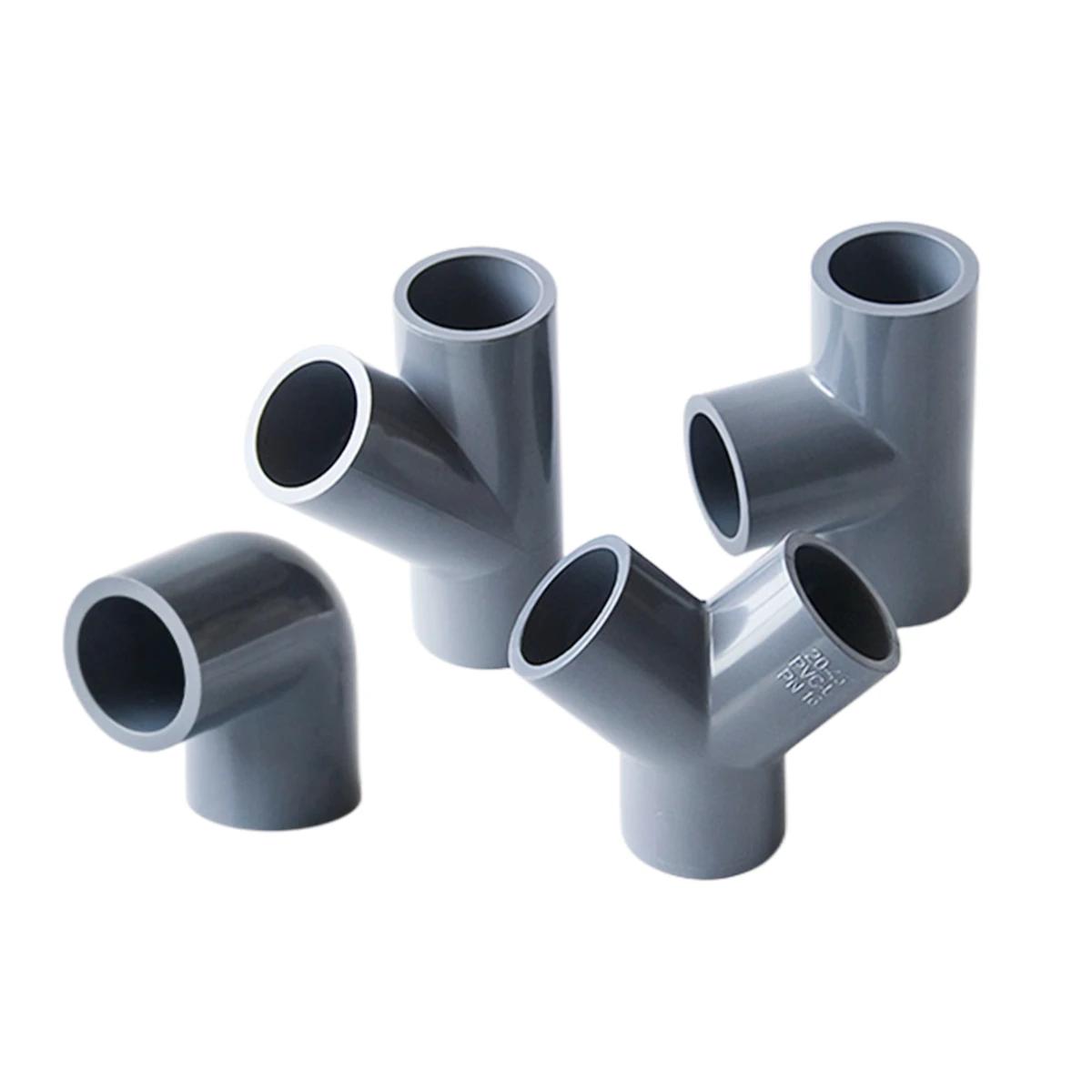 Gray ID 20/25/32mm PVC Pipe Connector PVC Straight Elbow Tee Joints Aquarium Pipe Fittings Home DIY Tube 3 4 5 6 Ways Joints