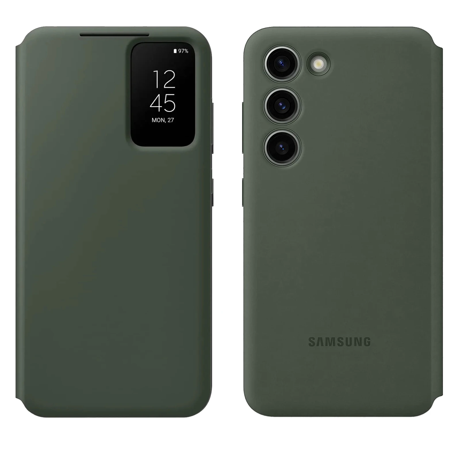 Oryginalne etui portfelowe Samsung Galaxy S23 S-View z ochroną, uchwytem na karty, okienkiem na odcisk palca i przezroczystym okienkiem EF-ZS911 — zdjęcie produktu 4