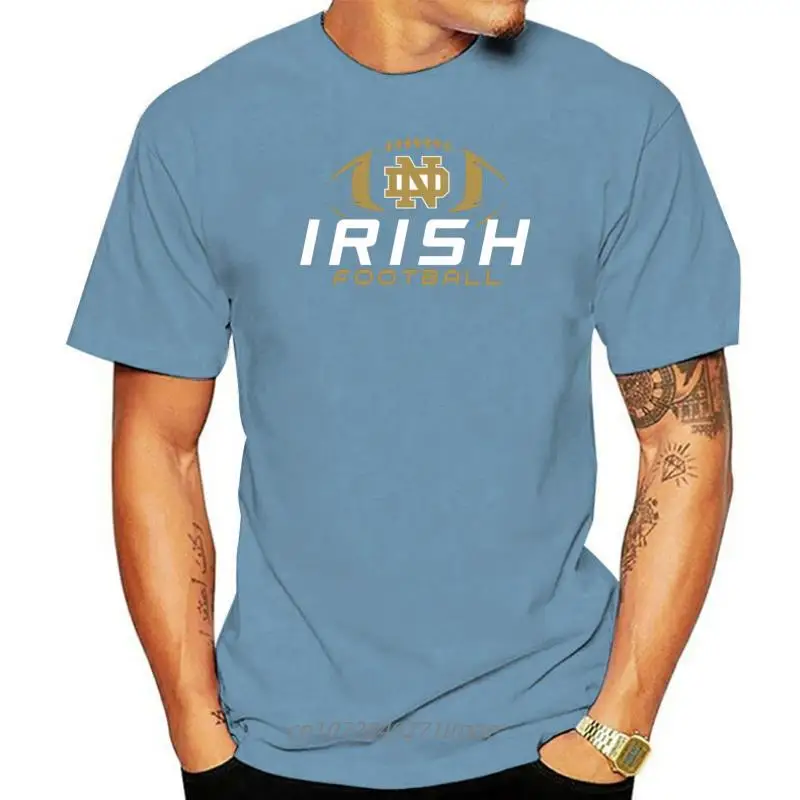 

Men'S Notre Dame Irish Football With Logo T Shirt Black Short Sleeve Summer Style Tee Shirt