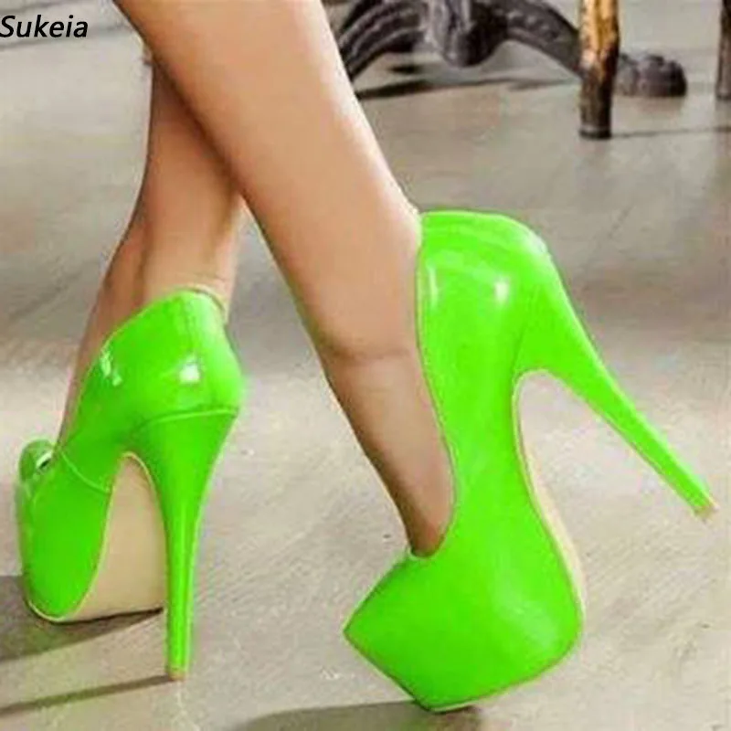

Sukeia New Fashion Women Pumps Patent Leather Round Toe Sexy Stiletto Heels Pretty Green Party Shoes Ladies Plus US Size 5-20
