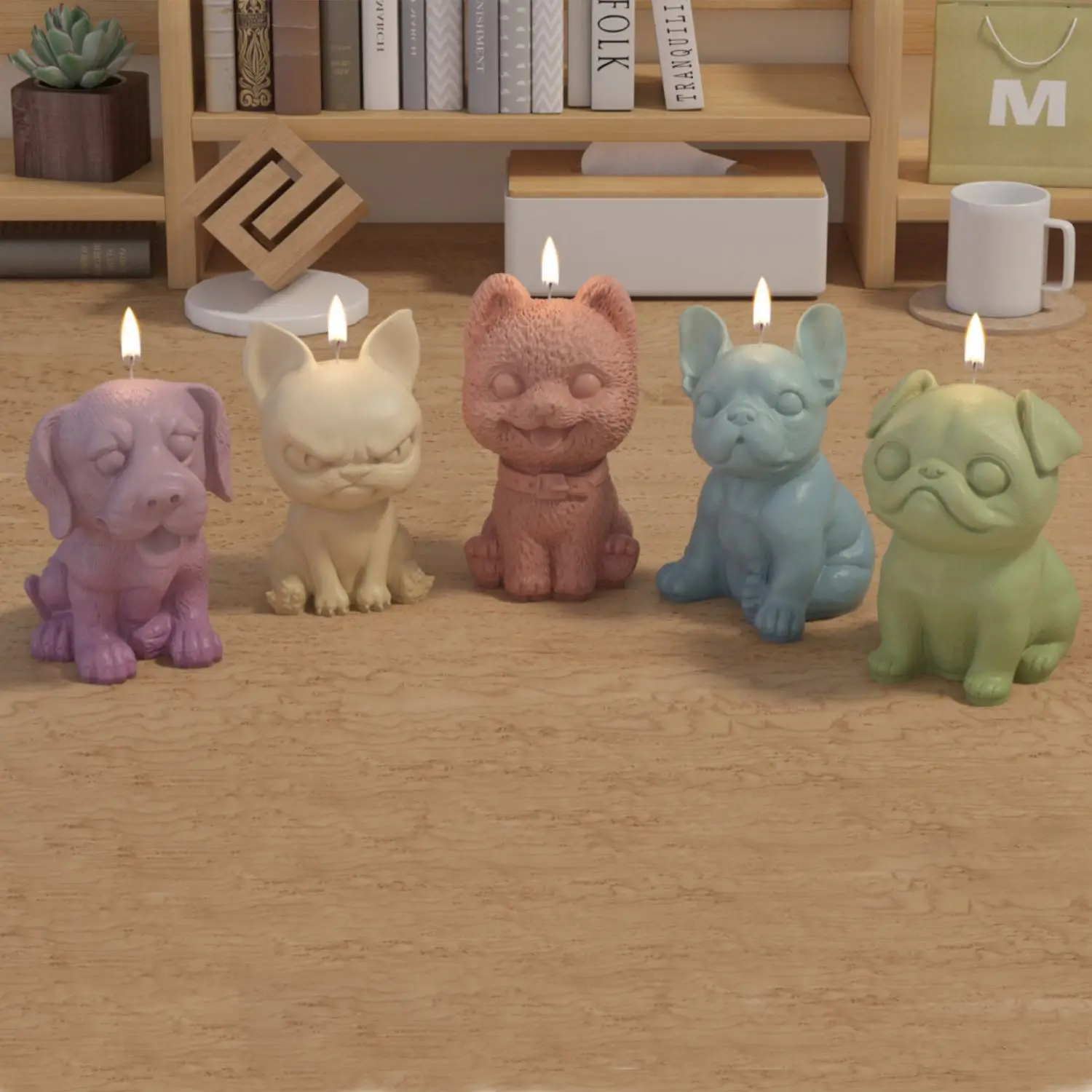 3D 개 고양이 실리콘 양초 금형 DIY 귀여운 동물 크리스탈 수지 금형 접착제 석고 비누 금형 양초 만들기 홈 장식 공예