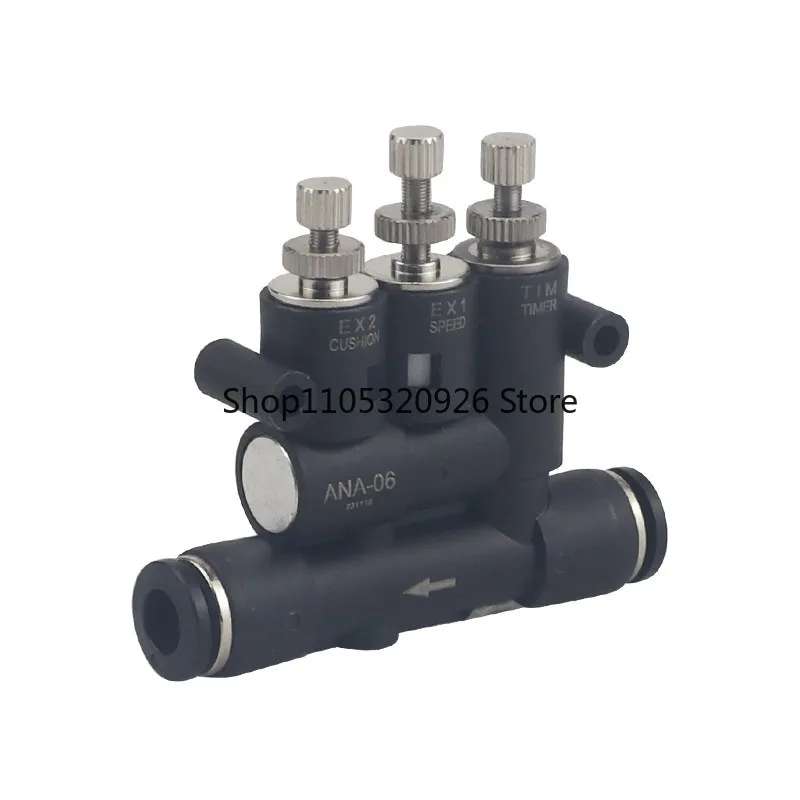 Pneumatic external adjustable air buffer connector SA/ANA-06/08/10 with speed and time adjustment buffer