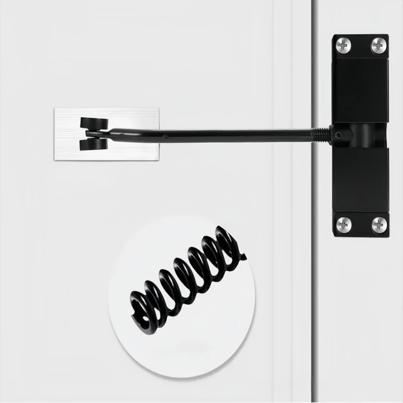 جميع الباب التلقائي المربع الأسود/الفضي أقرب باب الربيع إغلاق جهاز قوة قابل للتعديل تحويل الأبواب المفصلية إلى إغلاق ذاتي #3