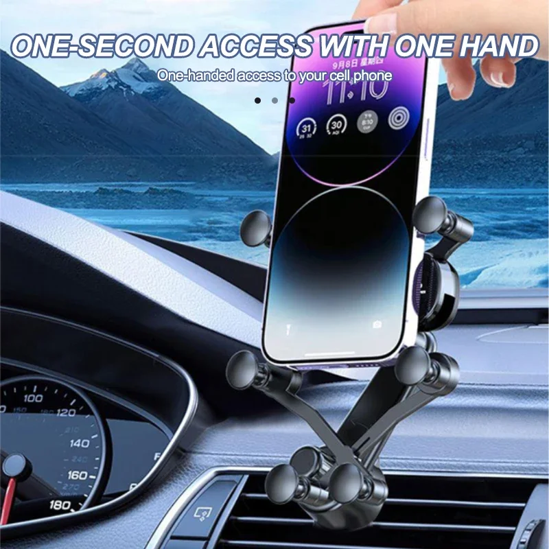 SEAMETAL Gravity Car Phone Holder Interior Air Vents Clip Mount Car Phone Stand Extension Rod Holder Bracket GPS Support Bracket