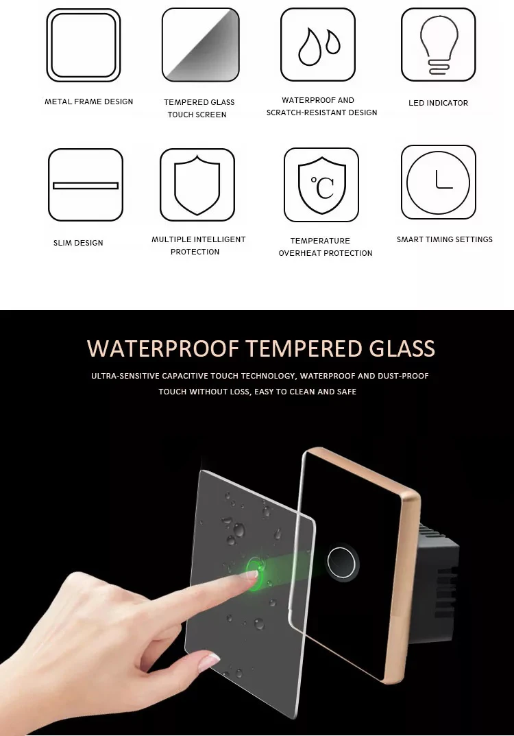 STLF الاتحاد الأوروبي 1,2,3,4 عصابة زيجبي التحكم في الطاقة الجدار التبديل إضاءة المنزل الذكي اللمس التبديل مع خط محايا دعم اليكسا #4