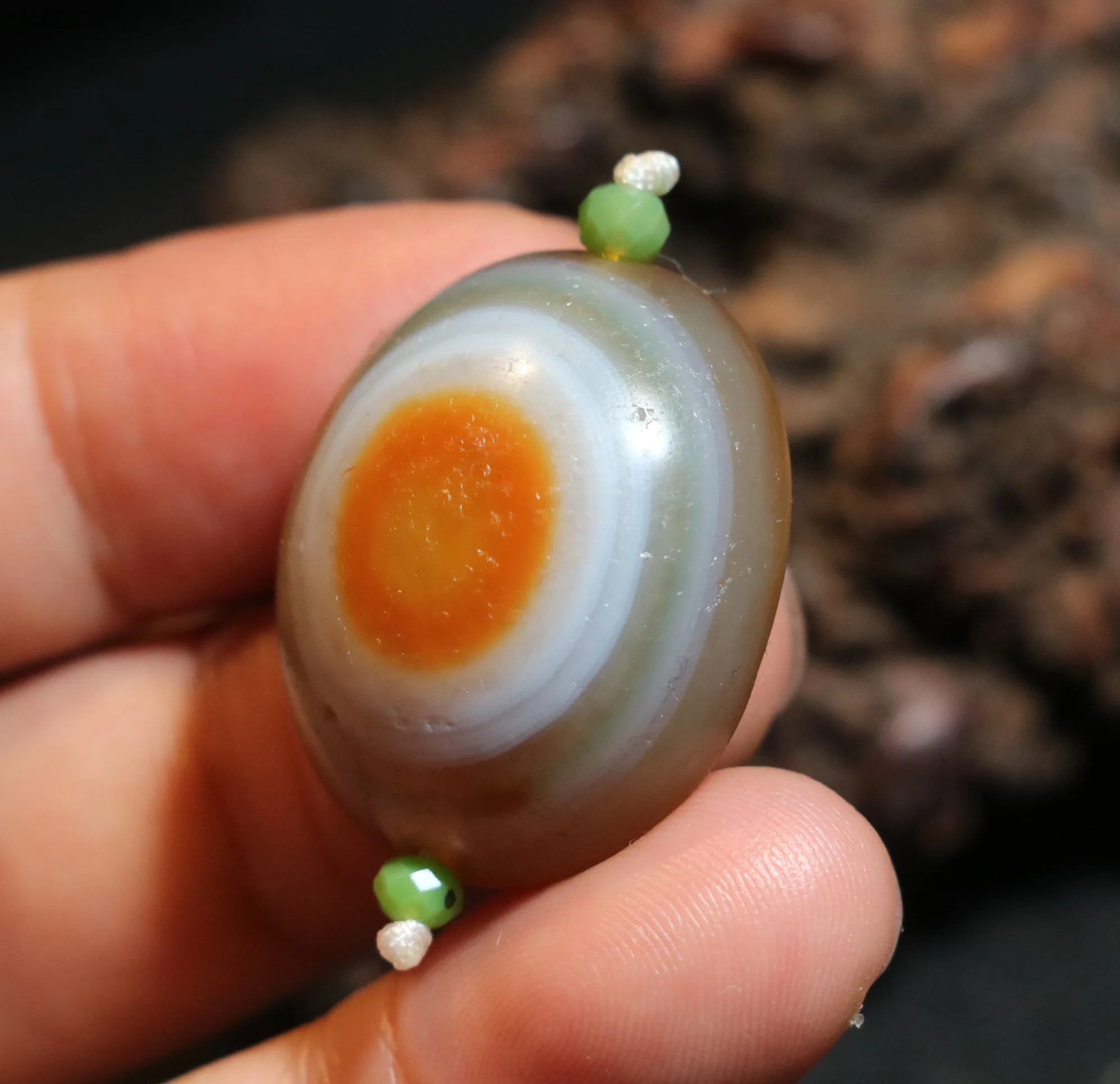 A Magic Power Tibetan Old Agate Colorful Goat Heaven Eye dZi Bead Amulet Pendant A Amulet T Timestown UPD512