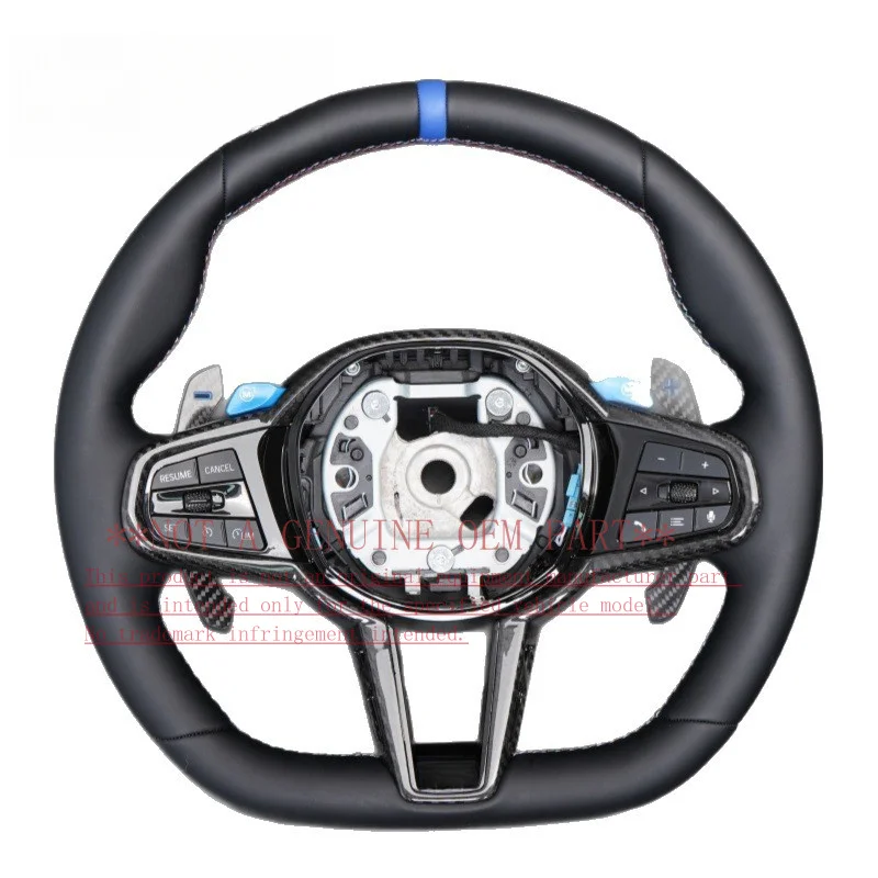 For Bmw CS Full Leather Blue Logo Carbon Frame Blue M Steering Wheel G20 G21 G22 G23 G26 G01 G02 G05 G06 Horn Cover Decorative C