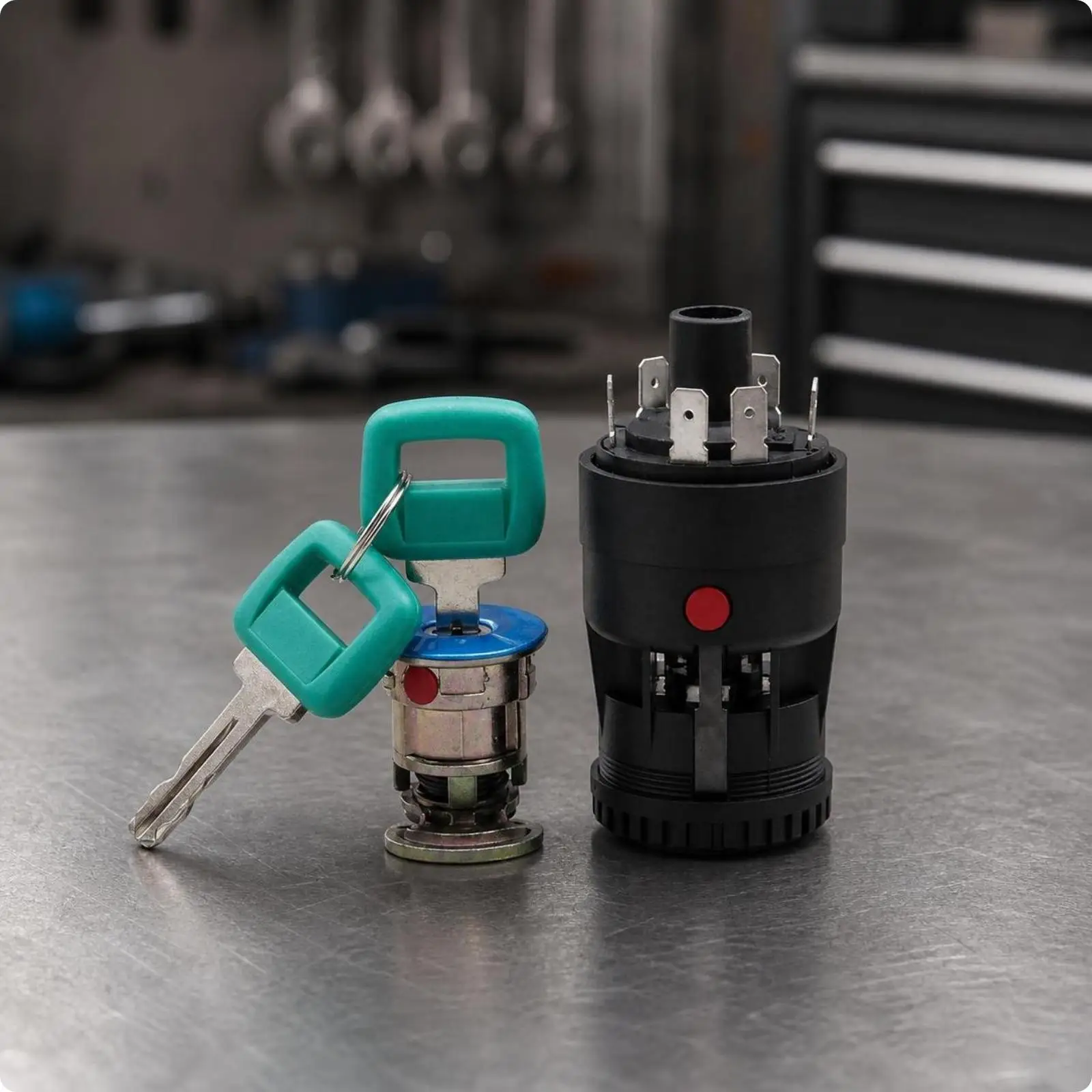 Keyed Excavator Starter Switch Ignition Replacement for Construction Equipment Digger with Two Keys Heavy Duty Cylinder Lock
