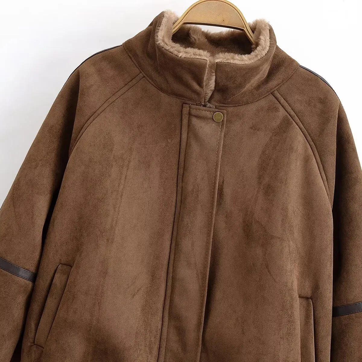 Faionable Thiened Pelle scamosciata Jaet Donna Autunno Inverno Nuovo arrivo ZR Sle Intercato Cappotto di pelliccia in pelle Versatile Sli