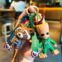Marvel Guardians of The Galaxy Keychain Superhero Series Groot Rocket Raccoon Figure Dolls Keyring Bags Pendant Kids Toys