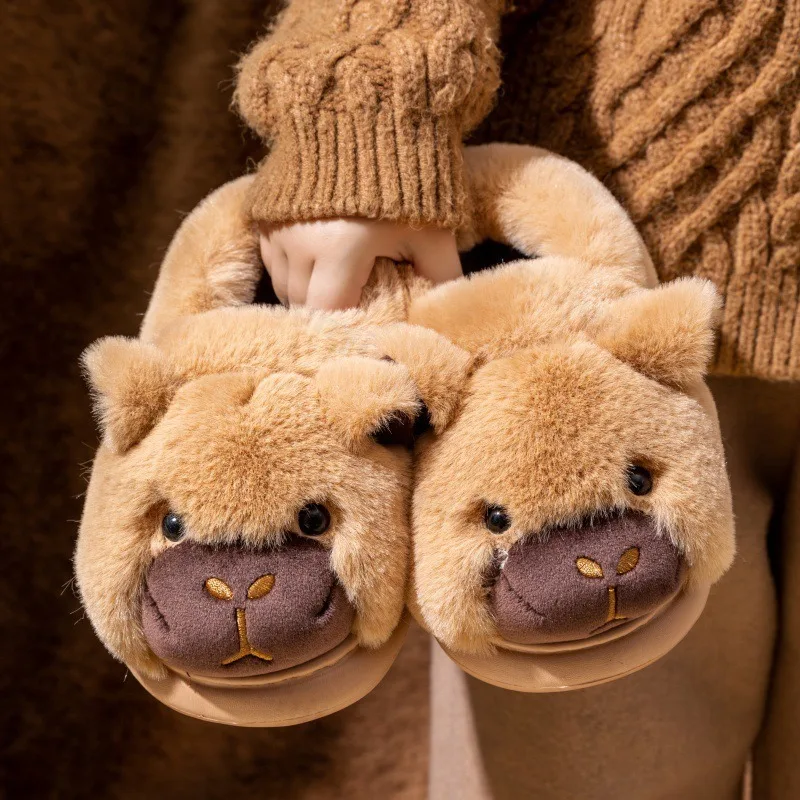 

Детские тапочки с капибарой, милые пушистые зимние тапочки 2025, новые хлопковые тапочки, теплые удобные домашние плюшевые напольные домашние тапочки с героями мультфильмов