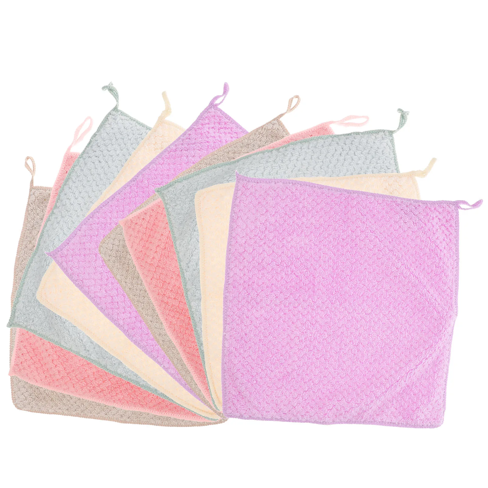 

10 Pcs Coral Fleece Hand Towel Towels Kitchen with Loop Frosted Hanging Cleaning Child