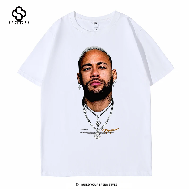 تي شيرت نيمار 100% من القطن الخالص بنجمة أمريكية كلاسيكية رياضية غير رسمية بأكمام قصيرة للشارع للرجال والنساء ماركة عصرية