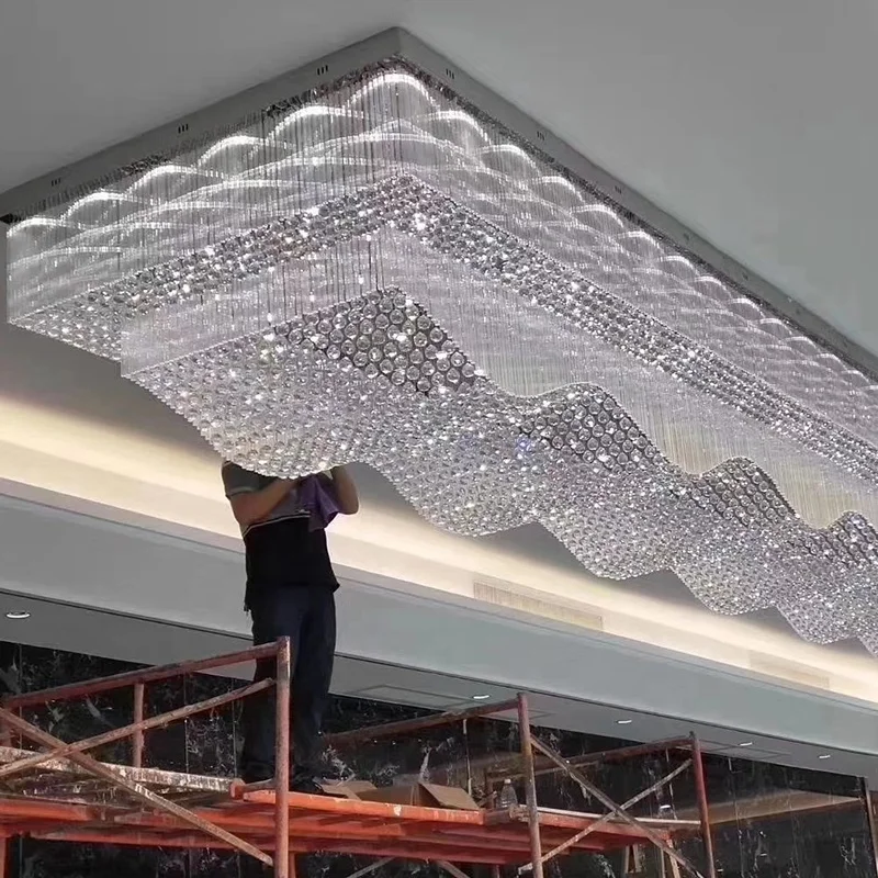 Luxurious Modern LED K9 Crystal Pendant Light Attractive Design Luxury Chandelier for Villa Large Room Lighting