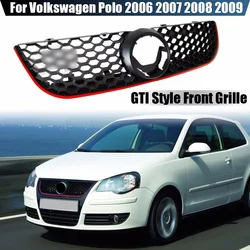 GTI Style Car Front Bumper Centre Grill Panel Grille For Volkswagen VW Polo 2006 2007 2008 2009 Honeycomb Mesh Grill